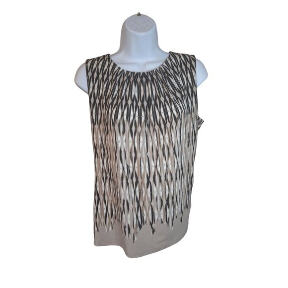 Calvin Klein Womens Blouse PL Sleeveless Abstract Lightweight Preppy Corpcore - Picture 1 of 6